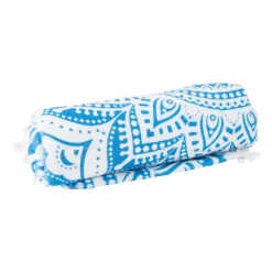 Xenos Beachplaid rondo indian blue - blauw - 145 cm- Strandaccessoires