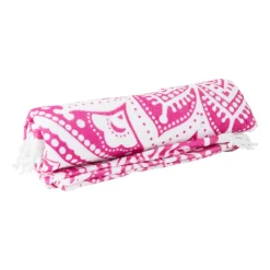 Xenos Beachplaid rondo indian fuchsia - roze - 145 cm- Strandaccessoires