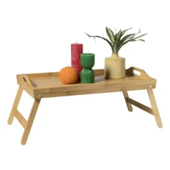 Xenos Bed dienblad - bamboe - 31x58x22 cm- Dienbladen