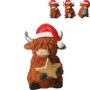 Xenos Beeldje koe met kerstmuts - 12 cm - diverse varianten- Knuffels
