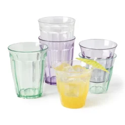 Xenos Beker met facetten - groen - 250 ml- Buitenservies|Waterglazen