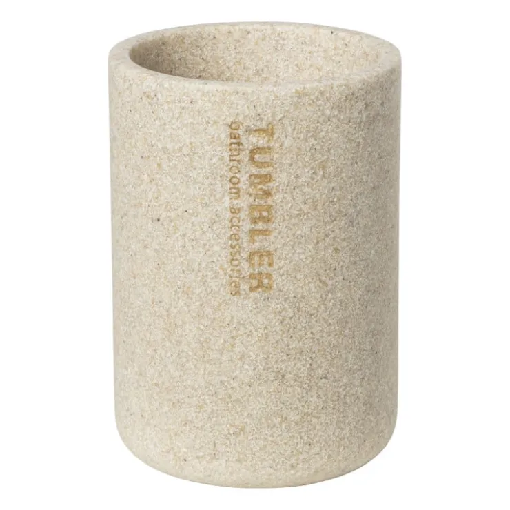 Xenos Beker sand - beige - ø8x11.5 cm- Tandenborstelbekers|Badkamer Accessoires