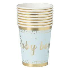 Xenos Bekers baby boy - papier - blauw/goud - set van 8- Wegwerpservies|Babyshower