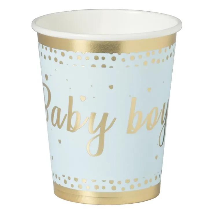 Xenos Bekers baby boy - papier - blauw/goud - set van 8- Wegwerpservies|Babyshower