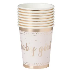 Xenos Bekers baby girl - papier - roze/goud - set van 8- Wegwerpservies|Babyshower