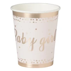 Xenos Bekers baby girl - papier - roze/goud - set van 8- Wegwerpservies|Babyshower
