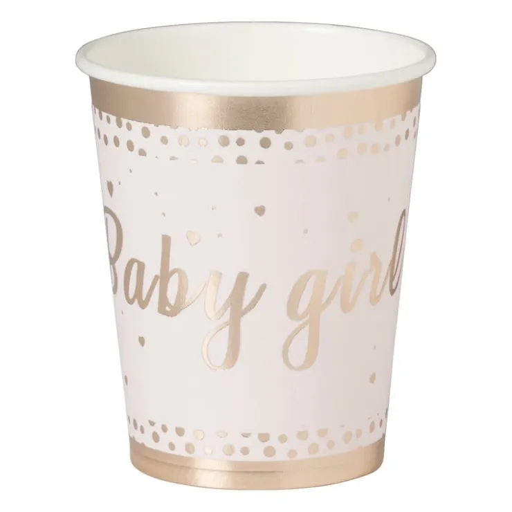 Xenos Bekers baby girl - papier - roze/goud - set van 8- Wegwerpservies|Babyshower