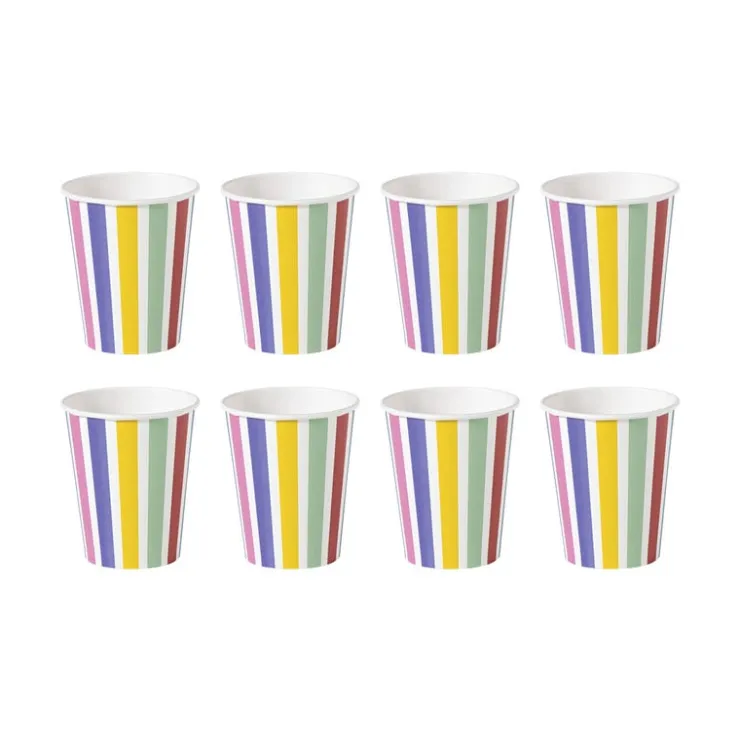 Xenos Bekers gestreept - 250 ml - set van 8- Wegwerpservies