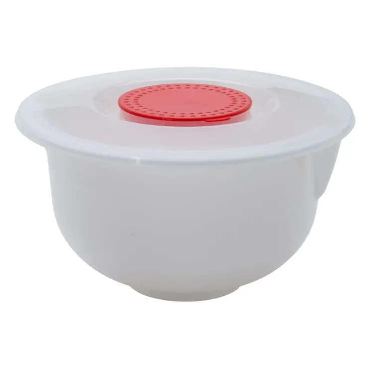 Xenos Beslagkom met deksel - 24 cm - wit- Bakgerei