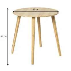 Xenos Bijzettafel bamboe Manou - naturel - ø45x45 cm- Bijzettafels