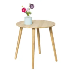 Xenos Bijzettafel bamboe Manou - naturel - ø45x45 cm- Bijzettafels