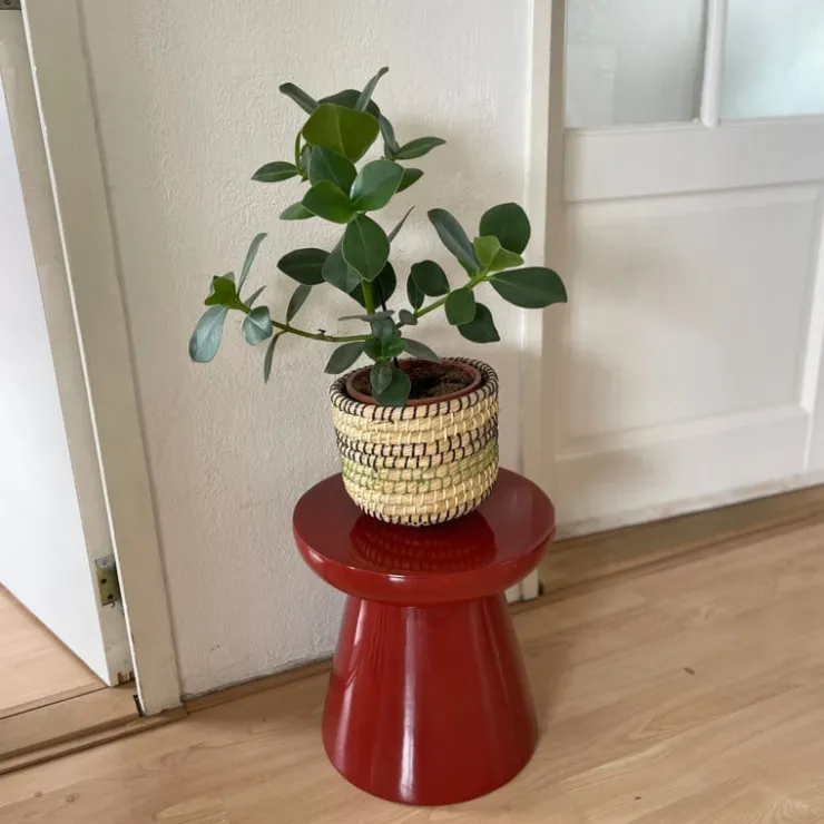 Xenos Bijzettafel Calvin - bordeauxrood - ø35x35 cm- Bijzettafels