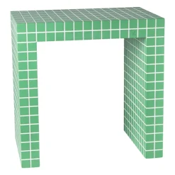 Xenos Bijzettafel checks - groen - 48x48x32 cm- Bijzettafels