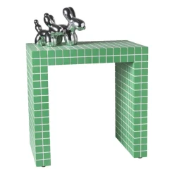 Xenos Bijzettafel checks - groen - 48x48x32 cm- Bijzettafels