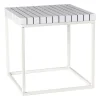 Xenos Bijzettafel checks met metalen frame - wit - 36x36x36 cm- Bijzettafels
