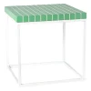 Xenos Bijzettafel checks met metalen frame - groen - 36x36x36 cm- Bijzettafels