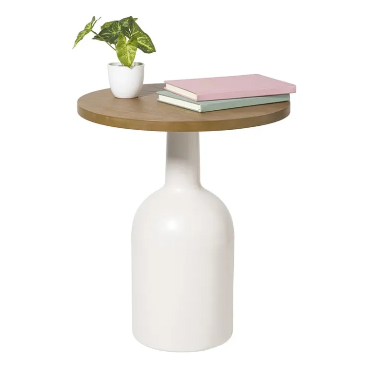 Xenos Bijzettafel Chico - bruin/beige - ø40x47 cm- Bijzettafels