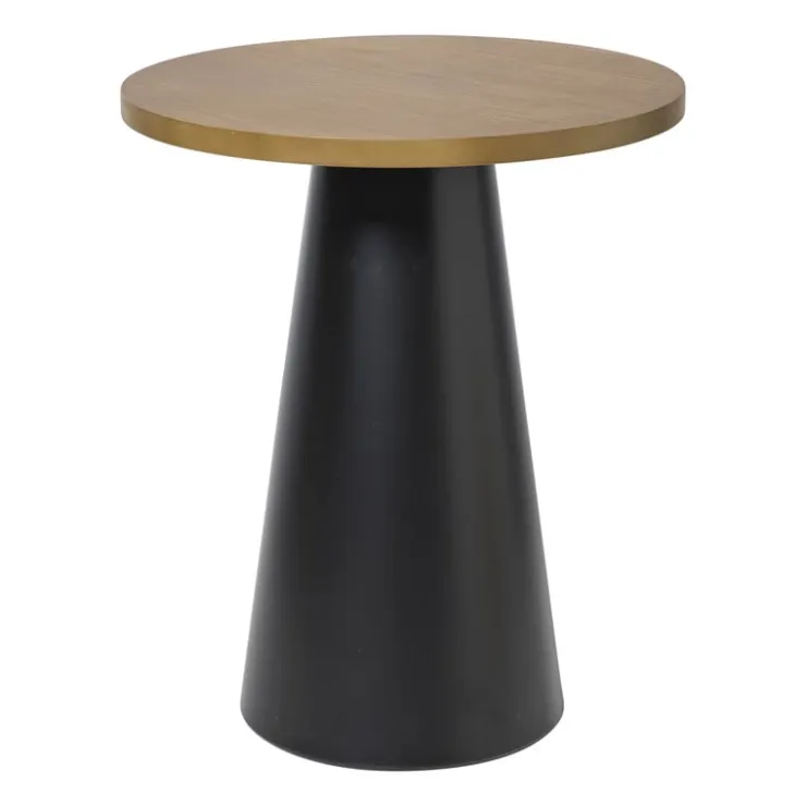 Xenos Bijzettafel Chico - bruin/zwart - ø39.5x48.5 cm- Bijzettafels