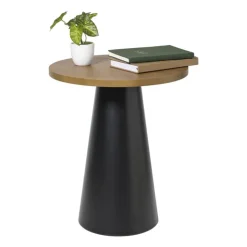 Xenos Bijzettafel Chico - bruin/zwart - ø39.5x48.5 cm- Bijzettafels