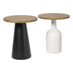 Xenos Bijzettafel Chico - bruin/zwart - ø39.5x48.5 cm- Bijzettafels