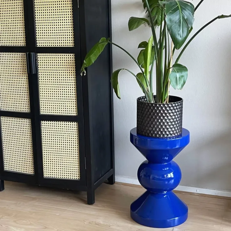 Xenos Bijzettafel diabolo - blauw - ø33x50 cm- Bijzettafels