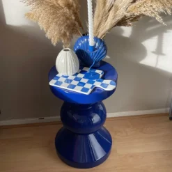 Xenos Bijzettafel diabolo - blauw - ø33x50 cm- Bijzettafels