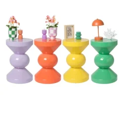 Xenos Bijzettafel diabolo - geel - ø33x50 cm- Bijzettafels