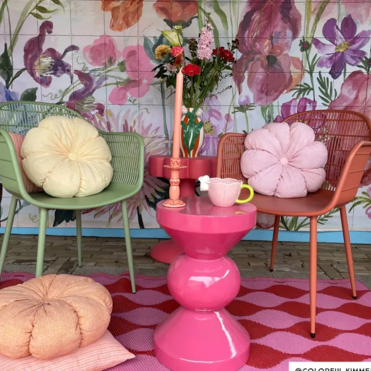 Xenos Bijzettafel diabolo - roze - ø33x50 cm- Bijzettafels