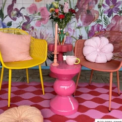 Xenos Bijzettafel diabolo - roze - ø33x50 cm- Bijzettafels