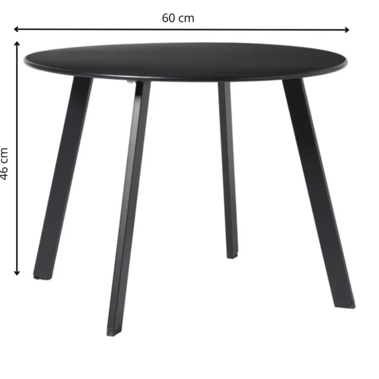 Xenos Bijzettafel Diego klein - zwart - ø60x46 cm- Bijzettafels