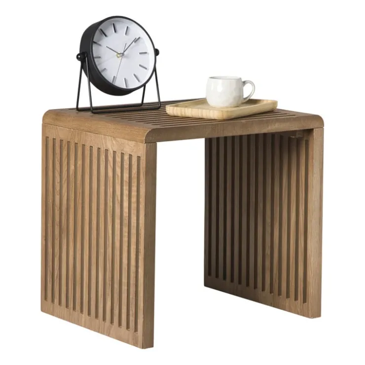 Xenos Bijzettafel Japandi groot - bruin - 40x42x35 cm- Bijzettafels