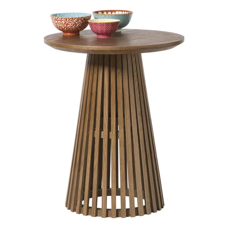 Xenos Bijzettafel Japandi rond - bruin - ø40x50 cm- Bijzettafels