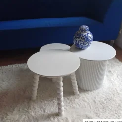 Xenos Bijzettafel Julia - wit - ø40x40 cm- Bijzettafels