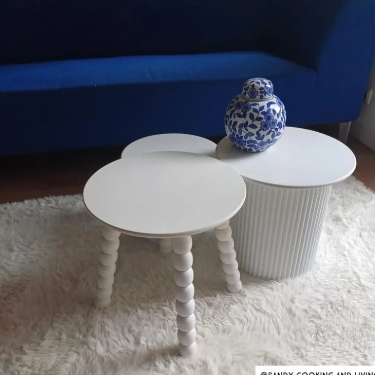 Xenos Bijzettafel Julia - wit - ø40x40 cm- Bijzettafels