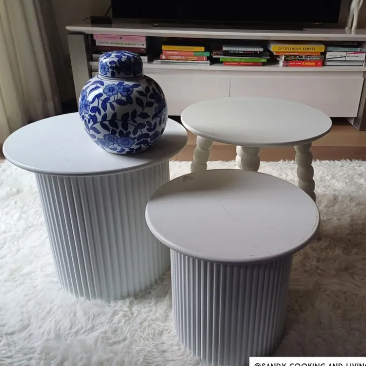 Xenos Bijzettafel Julia - wit - ø40x40 cm- Bijzettafels