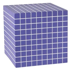 Xenos Bijzettafel kubus checks - paars - 30x30x30 cm- Bijzettafels