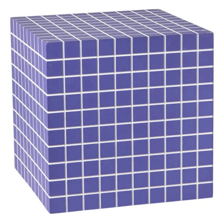 Xenos Bijzettafel kubus checks - paars - 30x30x30 cm- Bijzettafels