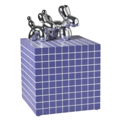 Xenos Bijzettafel kubus checks - paars - 30x30x30 cm- Bijzettafels