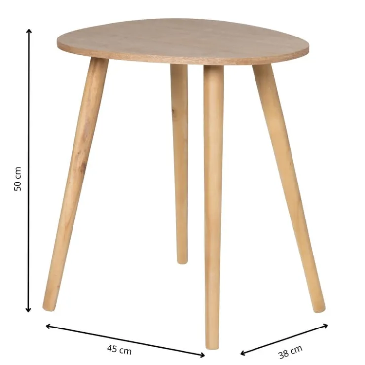 Xenos Bijzettafel lund ovaal klein - naturel - 50x38x45 cm- Bijzettafels