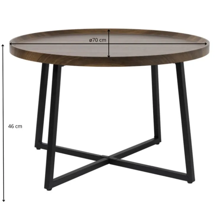 Xenos Bijzettafel Max - MDF/metaal - ø70x46 cm- Bijzettafels