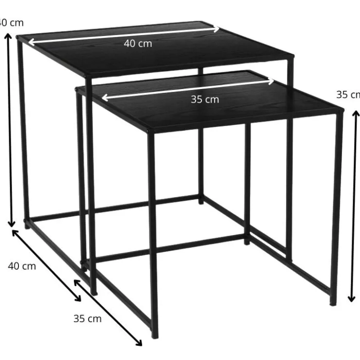 Xenos Bijzettafel Noah - zwart - set van 2- Salontafels|Bijzettafels