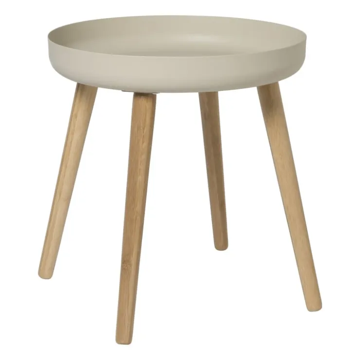 Xenos Bijzettafel Nordic - wit/naturel - ø40x43 cm- Bijzettafels