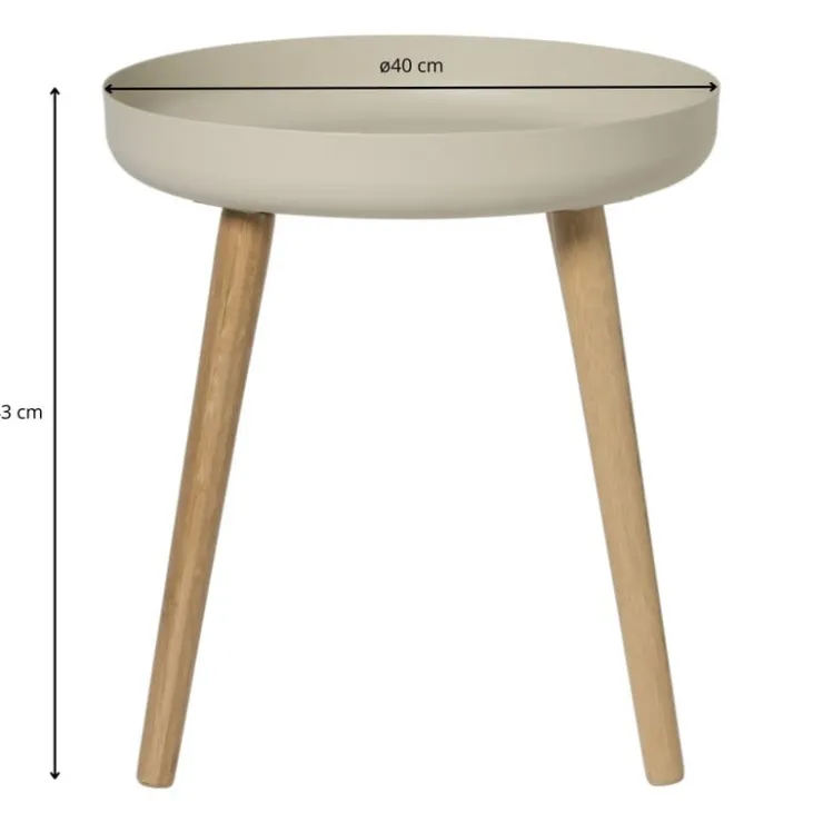 Xenos Bijzettafel Nordic - wit/naturel - ø40x43 cm- Bijzettafels