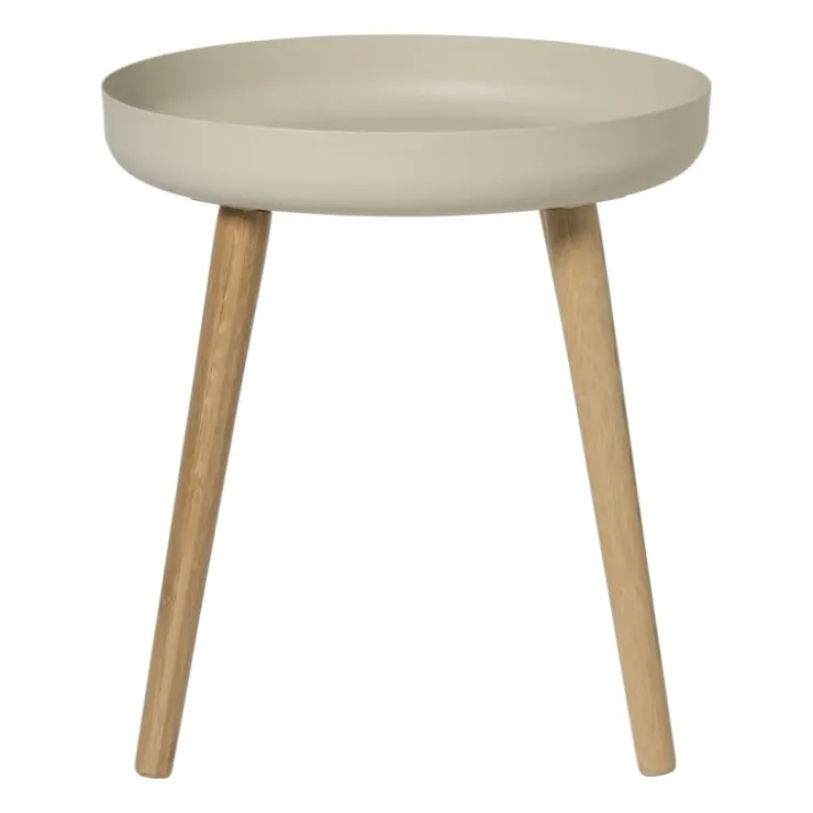 Xenos Bijzettafel Nordic - wit/naturel - ø40x43 cm- Bijzettafels