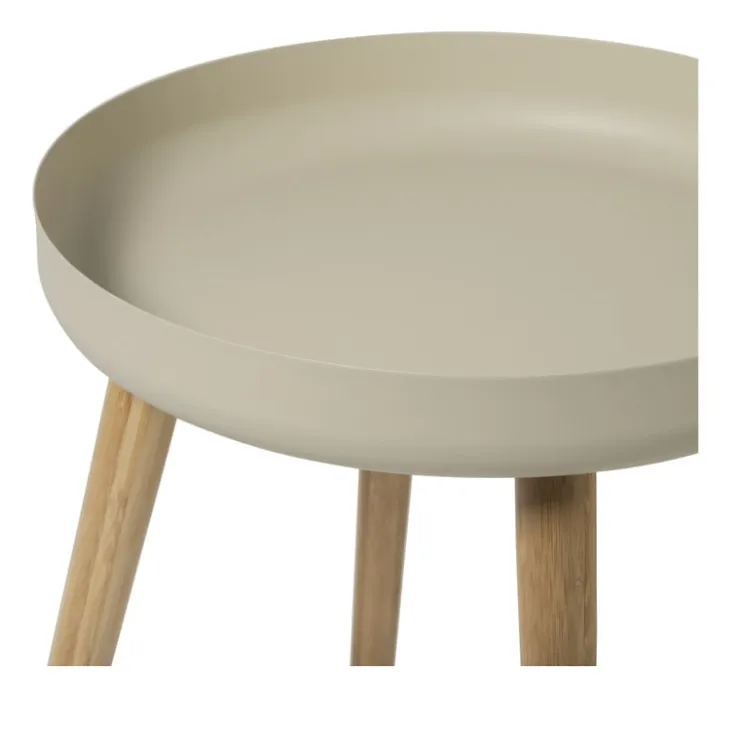 Xenos Bijzettafel Nordic - wit/naturel - ø40x43 cm- Bijzettafels