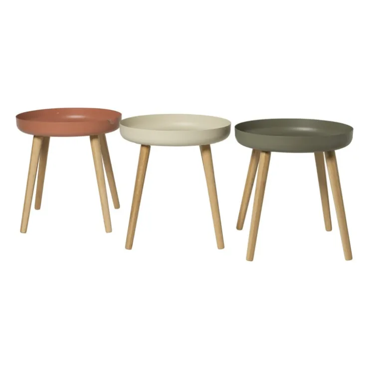 Xenos Bijzettafel Nordic - wit/naturel - ø40x43 cm- Bijzettafels