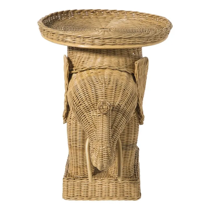Xenos Bijzettafel olifant - rotan - 65x55x45 cm- Bijzettafels