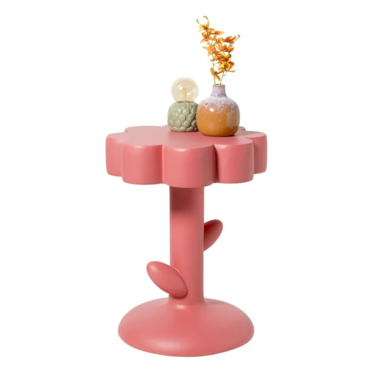 Xenos Bijzettafel pop-art flower - oranje - ø45x59 cm- Bijzettafels