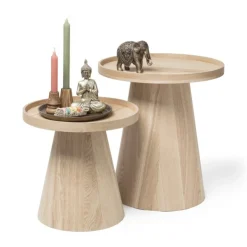 Xenos Bijzettafel Rondo klein - naturel - ø38.8x38 cm- Bijzettafels