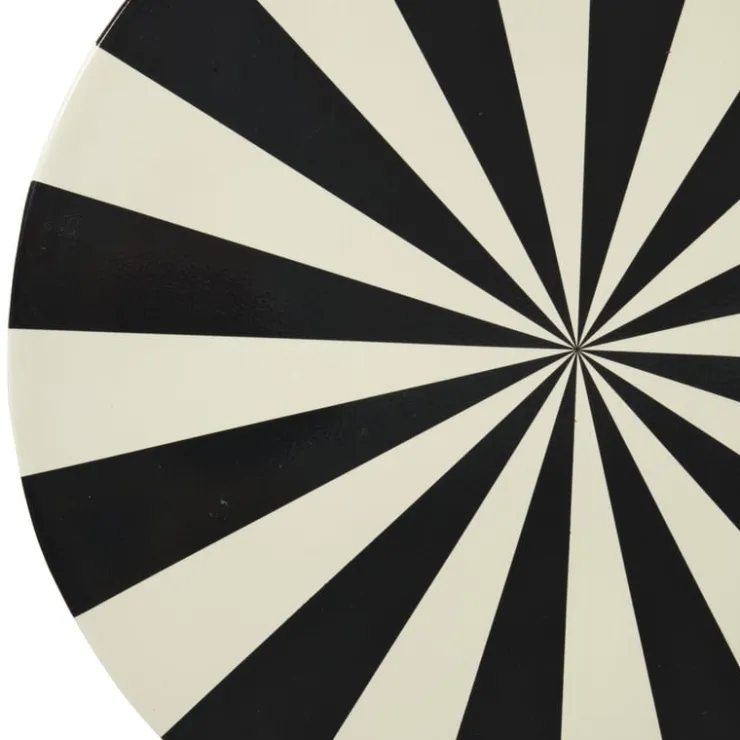 Xenos Bijzettafel stripes - beige/zwart - ø40x45 cm- Bijzettafels